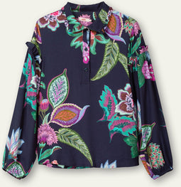 Oilily Bembe Blouse - Blouses - Ruches - Dames - Regular Fit - Blauw - 34