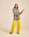 Oilily Blues Peony Blouse - Lange Mouwen - Blouses - Opstaande Kraag - Dames - Loose Fit - Oranje - 40