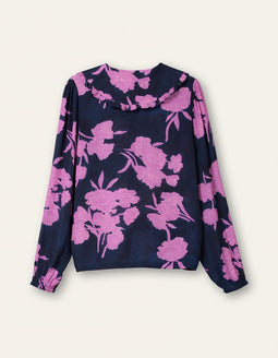 Oilily Bounce crepe Blouse - Lange Mouwen - Blouses - Ruches - Dames - Regular Fit - Blauw - 36