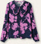 Oilily Bounce crepe Blouse - Lange Mouwen - Blouses - Ruches - Dames - Regular Fit - Blauw - 36