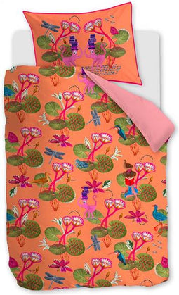 Oilily Reading Monkey - Dekbedovertrek - Meisjes - Oranje - 120