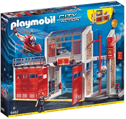 PLAYMOBIL - City Action - Grote brandweerkazerne met helicopter - 61 x 21 x 36 cm