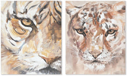 Schilderij Home ESPRIT Koloniaal Tijger 80 x 3,7 x 100 cm (2 Stuks)