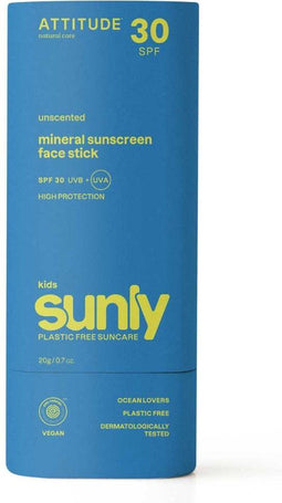 Attitude - Sunly Kids Gezicht & Lippen Zonnebrand SPF 30 - Plastic Free - 20g