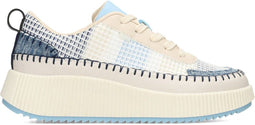 POSH by Poelman COCO - Dames Sneakers - Vetersluiting 4,5 cm hak - Blauw met combinatie