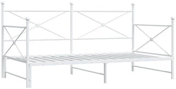 vidaXL - Slaapbank - met - onderschuifbed - zonder - matras - 107x203 - cm - staal - wit
