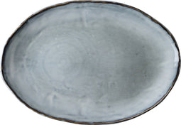 Dutch Rose Organic Ovale schaal - Serveerschaal - 40x28cm - Stoneware Handgemaakt - Blauw