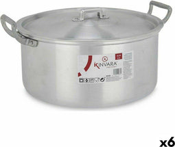 Kookpot met Deksel Zilverkleurig Aluminium 6,5 L 35 x 16 x 28 cm (6 Stuks)