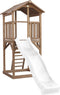 AXI Beach Tower Speeltoestel in Bruin - Speeltoren met Zandbak en Witte Glijbaan - FSC hout - Speelhuis op palen voor de tuin