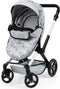 Bayer Design Xeo - Combi Poppenwagen - Verstelbare duwstang - Grijs Roze Sterren