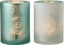 J-Line windlicht Spiralen - glas - mix - extra large - 2 stuks