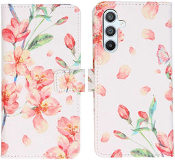 iMoshion Hoesje Geschikt voor Samsung Galaxy A54 (5G) Hoesje Met Pasjeshouder - iMoshion Design Softcase Bookcase - Roze / Blossom Watercolor