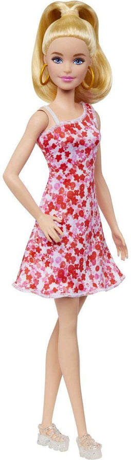 Barbie Fashionistas - Jurk met roze, rode en paarse bloemen - Barbiepop