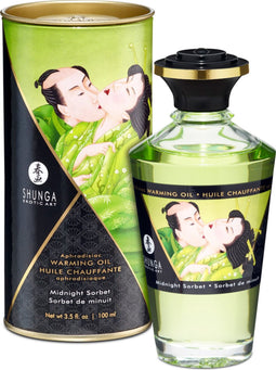 Shunga - Verwarmende Olie - Om Van Het Lichaam Te Likken - Midnight Sorbet