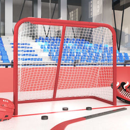 vidaXL - Hockeydoel - 183x71x122 - cm - polyester - rood - en - wit