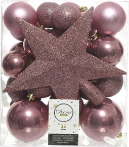 Kerstboomversiering Mix 33 st. - Velours Roze
