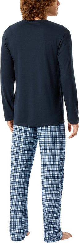 Schiesser Comfort Fit - Heren Pyjamaset - Lange mouwen V-hals - Donkerblauw