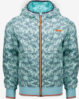Nono Meisjes Jas - Zomerjas met capuchon - Waterafstotend - Palmboom print - Maat 122/128