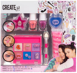 Create it! - Make-up Set - 2 nagellakjes 2 lippenbalsems 1 kwastje 1 lipgloss 6 oogschaduwkleuren - Roze/Lila