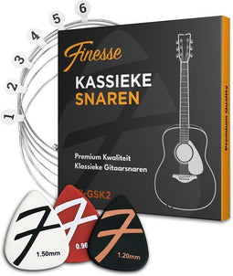 Finesse Gitaarsnaren Akoestische Gitaar - Klassiek - met Plectrums - .010 tot 0.46 - Gitaar Snaren