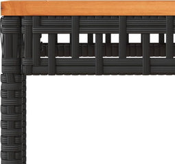 Tuintafel 38x38x42 cm poly rattan en acaciahout zwart