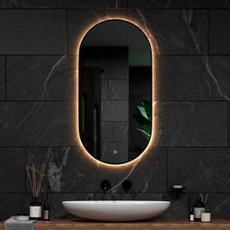 Mirlux Badkamerspiegel - Wandspiegel Ovaal - Dimbare LED Verlichting - Zwart Frame 100x50CM