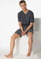 Schiesser Heren Shortama - Korte broek - V-hals - Antraciet - Maat S