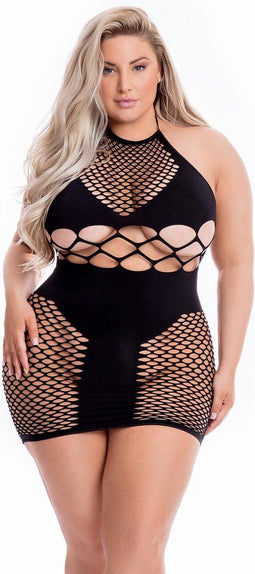 Halterjurkje Pink Lipstick - Plussize zwart - Zwart