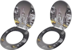 vidaXL - Toiletbrillen - met - deksels - 2 - st - New - York - MDF