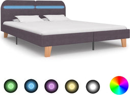 vidaXL - Bedframe - met - LED - zonder - matras - stof - taupe - 150x200 - cm