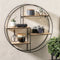LIFA LIVING Wandrek Ronda - Wandplank Industrieel - 4 Planken - Zwart Hout en Metaal
