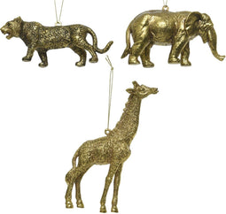 5 stuks! Ornament plastic dieren antiekgoud