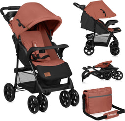 Lionelo Emma Plus - Buggy - Lichte en Duurzame Kinderwagen - 5-Punts Gordel - Rugleuningverstelling tot Ligpositie - Verlengd Luifel met Venster - Grote Mand - Praktische Tas en Organizer - Schokdempers - Roze