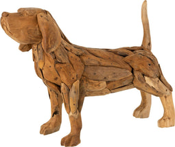 J-Line Hond Stukken Teak Hout Naturel