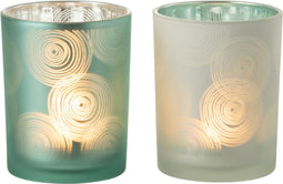J-Line windlicht Spiralen - glas - mix - medium - 2 stuks
