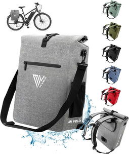 MIVELO 3-in-1 Fietstas - Bagagedragertas Rugzak Schoudertas - 25 L 100% Waterdicht - Grijs