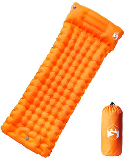 vidaXL - Kampeermatras - met - kussen - zelfopblazend - 1-persoons - oranje