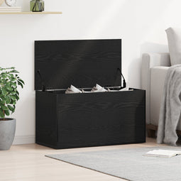 vidaXL - Opbergkist - Zwart - Eiken - 84x42x46 - cm - Bewerkt - Hout
