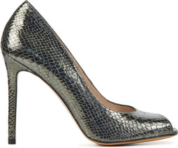 Lodi Wolis-te - Dames Pumps - Leer - Slangenprint - Blokhak 10 cm - Lood - Maat 37