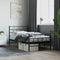 vidaXL - Bedframe - met - hoofd- - en - voeteneinde - metaal - zwart - 90x190 - cm