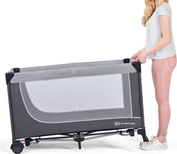 Kinderkraft LEODY - Reisbedje - Snel inklapsysteem - 2 hoogtestanden - Grijs