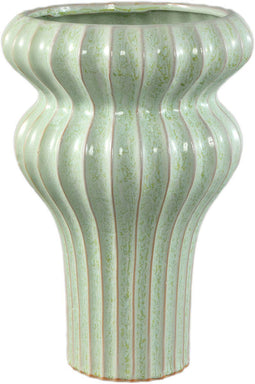 PTMD Glenna Mint Ceramic Round Ribbed Pot W Bulbs L
