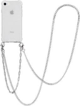iMoshion Hoesje Geschikt voor iPhone SE (2022) / SE (2020) / 8 / 7 Hoesje Met Koord - iMoshion Backcover met koord + armband - Ketting - Transparant