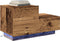 vidaXL - Nachtkastje - met - LED-verlichting - Oude - Hout - 100x36x49 - cm