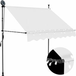 vidaXL - Luifel - handmatig - uitschuifbaar - met - LED - 100 - cm - crèmekleurig