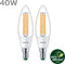 Philips Ultra Efficient LED kaarslamp Transparant - 40 W - E14 - Wit licht - 2-pack - Bespaar op energiekosten