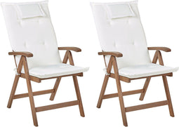 AMANTEA - Tuinstoel set van 2 - Gebroken wit - Acaciahout