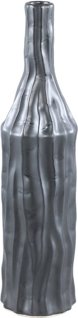 PTMD Finne Black Glazed Ceramic Bottle Shaped Pot S