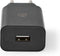 Nedis WCHAM213ABK - USB-wandlader - 12 W - Snellaad functie - 1x 2.1 A - Inclusief 1 m USB-A naar micro-USB kabel - Zwart