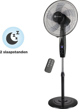 Nuvoo Statiefventilator - Oscillatiefunctie - 3 Standen - Stille Ventilator - Zwart